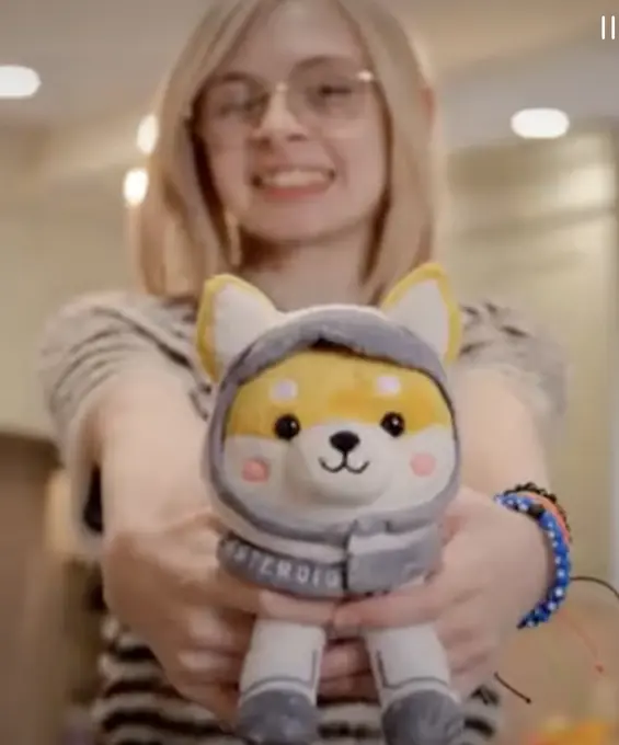 Liv with her Asteroid plush